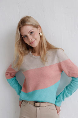 Джемпер колор блок в цвете тиффани-пудра-беж - Martichelli фото 7