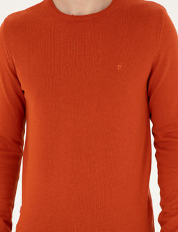 Turuncu Slim Fit Bisiklet Yaka Basic Triko Kazak - Pierre cardin фото 6