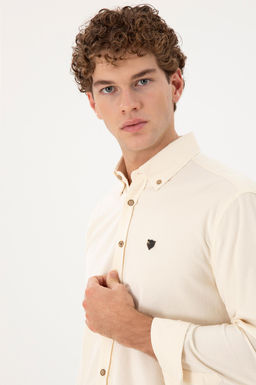 Мужская кремовая рубашка с длинным рукавом Неожиданная скидка в корзине - U.s. polo assn фото 2