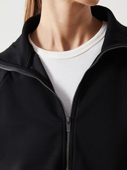 Dik Yaka Oversize Kad?n Fermuarl? Sweatshirt
