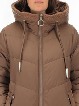 126 BROWN Пальто зимнее женское (200 гр. холлофайбер) - Фабричный китай фото 11