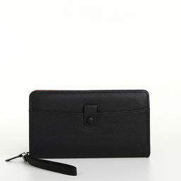 Портмоне-клатч мужской на молнии, с ручкой, наружный карман, чёрное