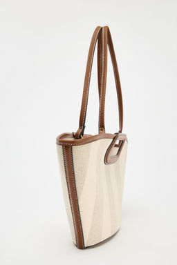 CANVAS TOPSTITCHED TOTE BAG - Zara фото 4