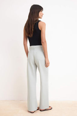 Gri DOKUMLU Yuksek Bel %100 Pamuk Wide Leg Jeans TWOSS26JE00182 - Trendyolmilla фото 4