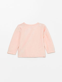 Bisiklet Yaka Uzun Kollu Bask?l? K?z Bebek Ti??rt - Waikiki фото 2