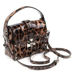 Маленькая женская кожаная леопардовая каркасная сумка с одной ручкой 0168-10 - Cidirro фото 2