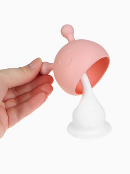 Прорезыватель для зубов с погремушкой 3 в 1 «Зайка», пищевой силикон, розовый