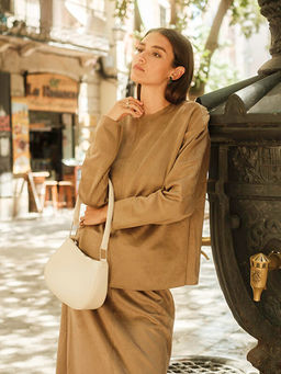 Bisiklet Yaka D?z Uzun Kollu Kad?n Bluz