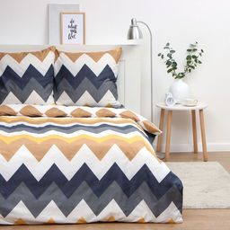 Постельное бельё Экономь и Я 2 сп Зигзаги (вид 2) 175х215см, 180х215см, 70х70см-2 шт, полисатин, 80 г/м