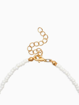 Чокер из бисера "Сердце", цвет бело-красный в золоте, L=45 см