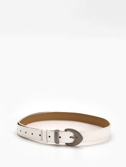 Ремень женский, 110×3 см, пряжка металл матовая, серебристая, белый