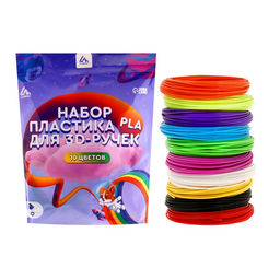 Пластик Luazon PLA-10, для 3D ручки, 10 цветов по 10 метров - Luazon home фото 2