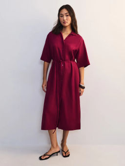 Льняное платье-рубашка с поясом ZR2605012904-91 / Zarina