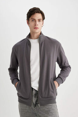 Толстовка Comfort Fit с воротником-стойкой на молнии - Defacto фото 3