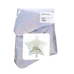 Цена за 5 шт. Воздушный шар фольгированный 10'' «Звезда», голография, серебряный