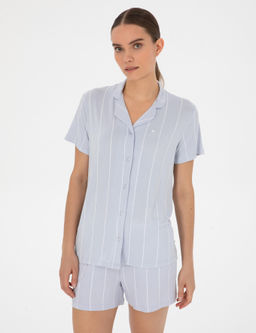 Mavi K_sakollu G_mlek Pijama Tak_m