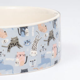 Миска керамическая Абстракция котов 300 мл - 11.511.55 см, голубая/белая - Пижон фото 5