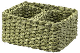 Набор 3 плетеных корзин 1 корзинка 28*22*14 см, 2 корзинки 18*14*11 см, зеленый - Elan gallery фото 4