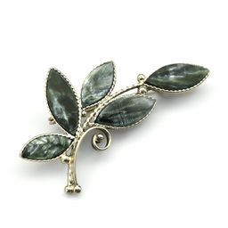 Брошь серафинит "Веточка" малая 55*30мм.