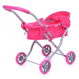 Коляска для кукол, металлическая, складная, прогулочная с капюшоном, цвет розовый, в пакете