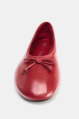LEATHER BOW BALLET FLATS - Zara фото 4