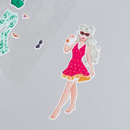 Цена за 2 шт. Наклейка пластик Одень куклу. Летний 15х20 см - Simaland фото 3