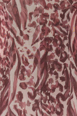 Kahverengi Animal/Leopar Bask?l? V Yaka Tul A-Line Midi Esnek Orme Elbise TWOSS24EL00384