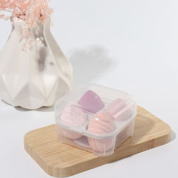 Спонжи для макияжа, набор - 4 шт., увеличиваются при намокании, розовые