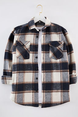 Lacivert Regular Fit Ekose Oduncu K__l_k Dokuma Erkek G_mlek TEDAW25GO00007