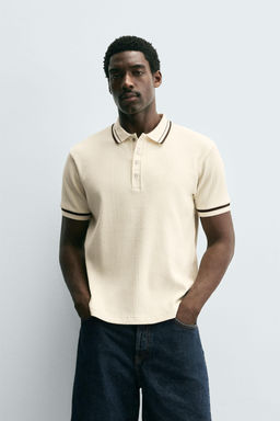 CONTRAST RIBBED POLO SHIRT - Zara фото 2