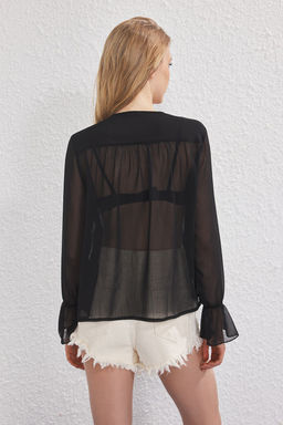 TRENDYOLMILLA Beyaz F?rf?r Detayl? Bisiklet Yaka Gomlek TWOSS25GO00141 фото 8