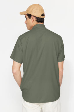TRENDYOL MAN Haki Regular Fit K?sa Kol Yazl?k Dokulu Burumcuk Orme Gomlek TMNSS23GO00055 - Trendyolmilla фото 15