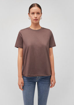 Pamuklu Merserize Bisiklet Yaka Mor Basic Tisort - Mavi фото 3