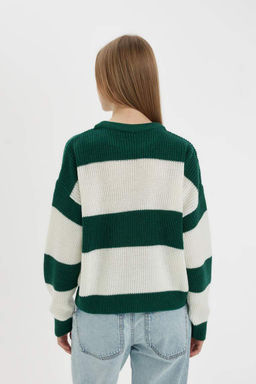 Крутой вязаный свитер оверсайз с круглым вырезом - Defacto фото 5