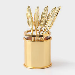 Набор ложек «Авалон. Перо», 5.5×5.5×7.5 см, 6 шт., на подставке, металл, золотистый