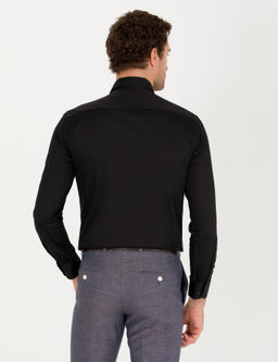Siyah Slim Fit Uzun Kollu Basic G_mlek