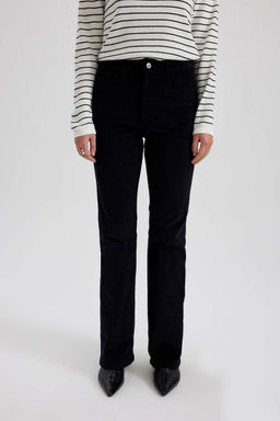 Расклешенные базовые вельветовые брюки - Defacto фото 4