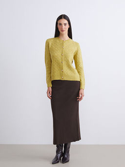 Bisiklet Yaka Kendinden Desenli Kad?n Triko H?rka