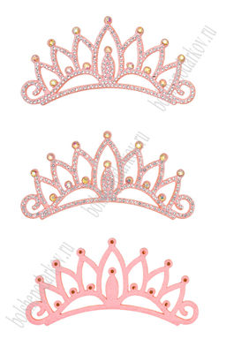 Патчи из фетра со стразами "Корона" 10*5 см (5 шт) SF-7699, светло-розовый №6