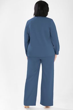 Костюм женский брючный синий с рубашкой - Almond фото 2