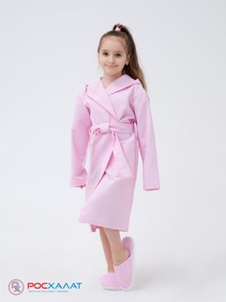 Детский вафельный халат с капюшоном светло-розовый В-07 (8)