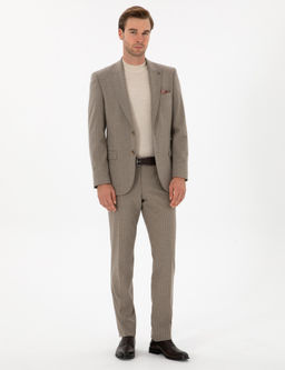 Vizon Slim Fit _izgili K_rlang__ Yaka Tak_m Elbise