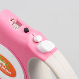 Рулетка Пижон с фонариком, прорезиненная ручка, 5 м, до 35 кг, розовая  фото 2