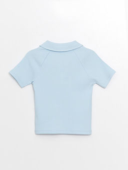 Polo Yaka Bask?l? K?sa Kollu K?z ?ocuk Ti??rt - Waikiki фото 2
