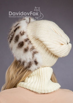 Шапка Ника экомех трикотаж рысь