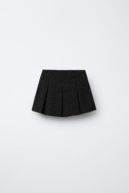RHINESTONE BOX PLEAT BERMUDA SKORT