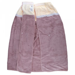 Парео махровое "Куколка" 80х165см, хлопок 100%, на резинке с липучкой, на кнопке, ажурный кант; с чалмой на пуговице 68х25см, сиреневый (Китай)