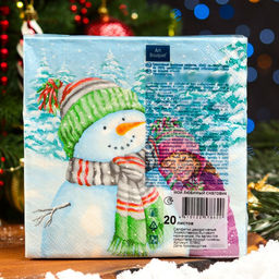 Цена за 2 шт. Салфетки новогодние бумажные Art Bouquet Мой любимый снеговик, 3 слоя, 33?33 см, 20 шт.