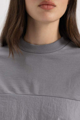 Туника стандартного кроя с круглым вырезом и длинными рукавами - Defacto фото 7