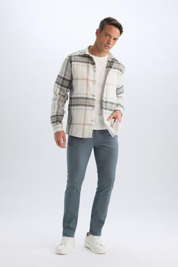 Slim Fit Yazl_k Chino Kanvas Dokulu Pantolon